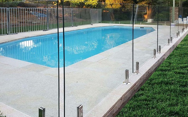 glass fencing installed on the pool in castle hill